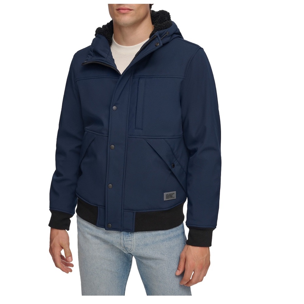 Levi Strauss & co soft shell hooded bomber jacket lined with Sherpa